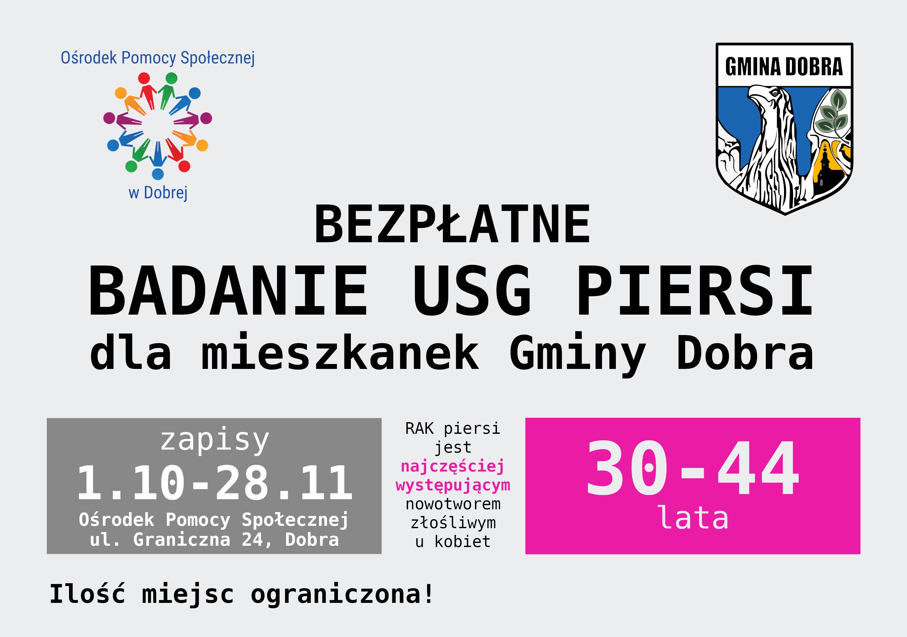 Bezpłatne badania USG piersi dla mieszkanek Gminy Dobra