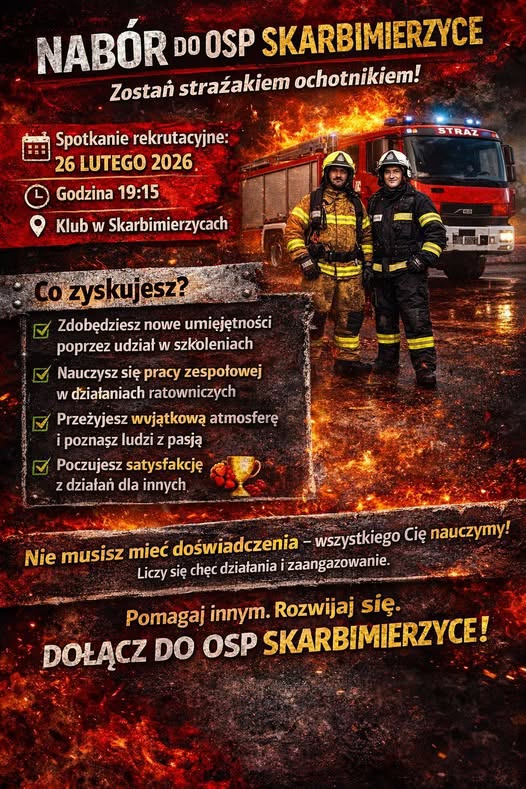 Spotkanie rekrutacyjne osób chętnych do współtworzenia nowopowstającej jednostki Ochotnicza Straż Pożarna Skarbimierzyce.
