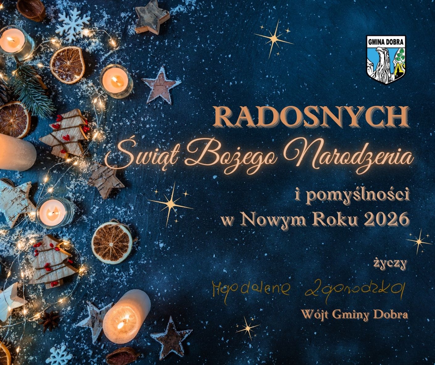 Świąteczne i noworoczne życzenia dla Mieszkańców Gminy Dobra