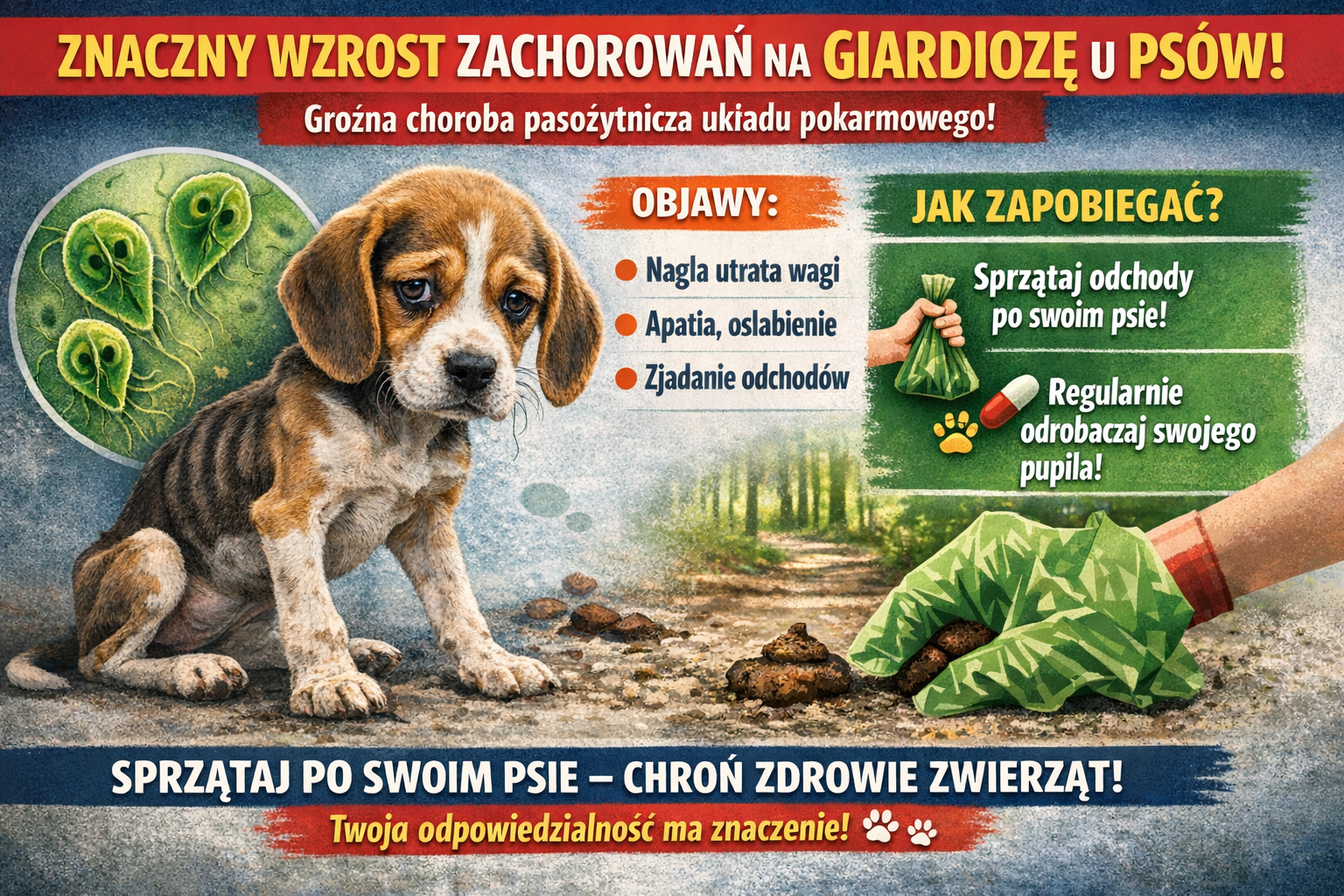 UWAGA – ZNACZNY WZROST ZACHOROWAŃ NA GIARDIOZĘ U PSÓW