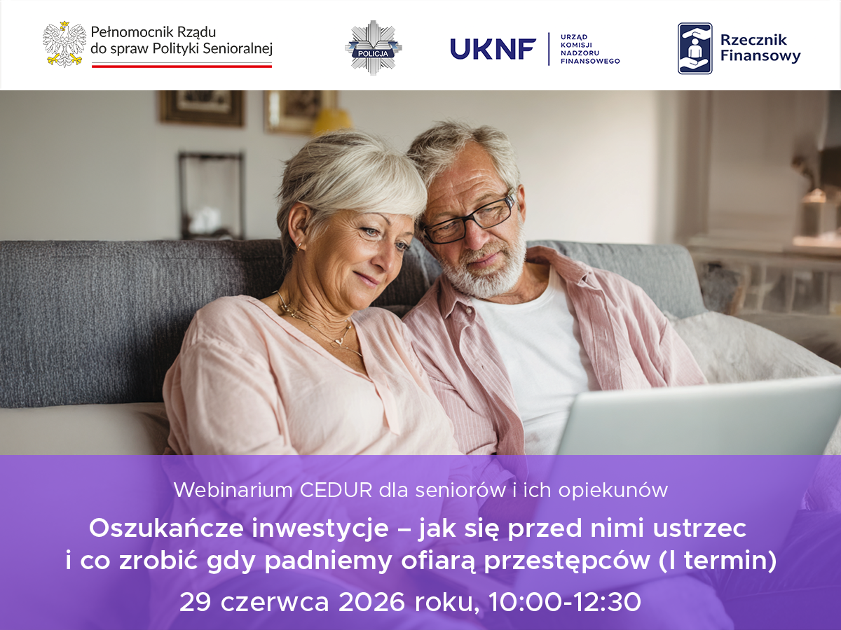 Zaproszenie na webinarium CEDUR dla seniorów i ich opiekunów