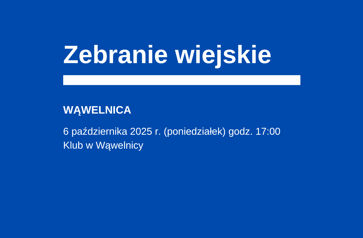 Zebranie wiejskie mieszkańców Sołectwa Wąwelnica