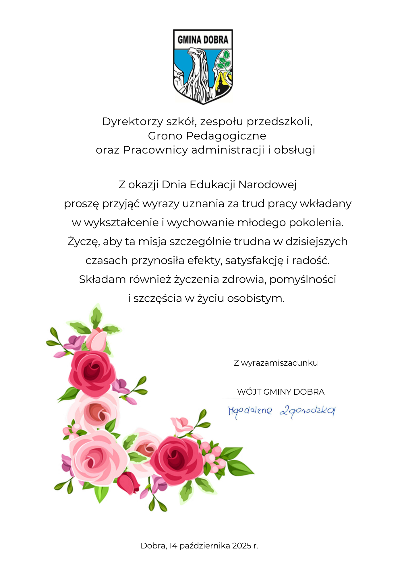 Życzenia z okazji Dnia Edukacji Narodowej