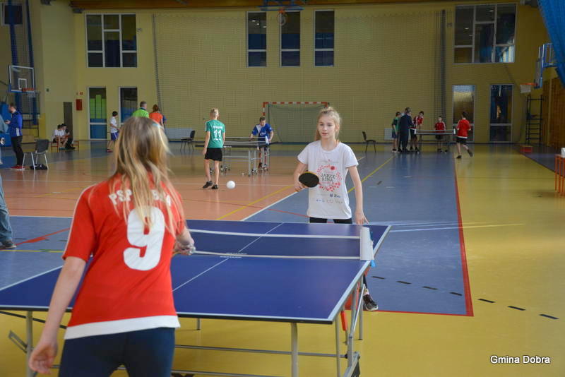 Turniej tenisa stołowego wśród uczniów szkół z terenu Gminy Dobra